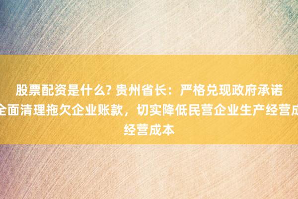 股票配资是什么? 贵州省长：严格兑现政府承诺，全面清理拖欠企业账款，切实降低民营企业生产经营成本